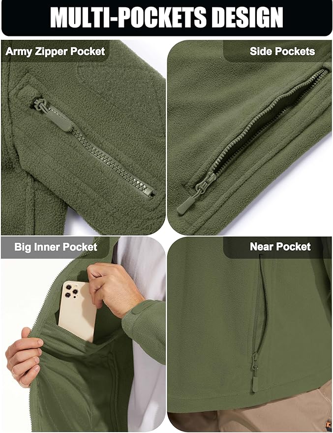 CRYSULLY Men's Military Tactical Sport Warm Fleece Hooded Outdoor Adventure Jacket Coats