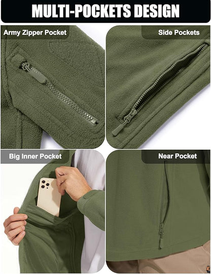CRYSULLY Men's Military Tactical Sport Warm Fleece Hooded Outdoor Adventure Jacket Coats
