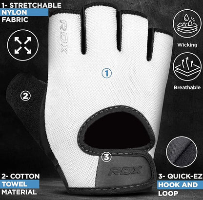 RDX Weight Lifting Gloves Gym Fitness Workout, Anti Slip Palm Protection Half Finger Exercise Glove for Powerlifting Deadlifting Bodybuilding Calisthenics Cycling Rowing Climbing Training, Men Women