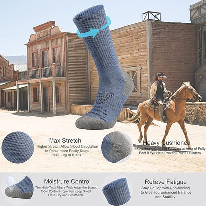 Ortis Men's Cotton Cushion Crew Socks Moisture Wicking Breathable Thick Warm Thermal for Athletic Heavy Duty Work Boot