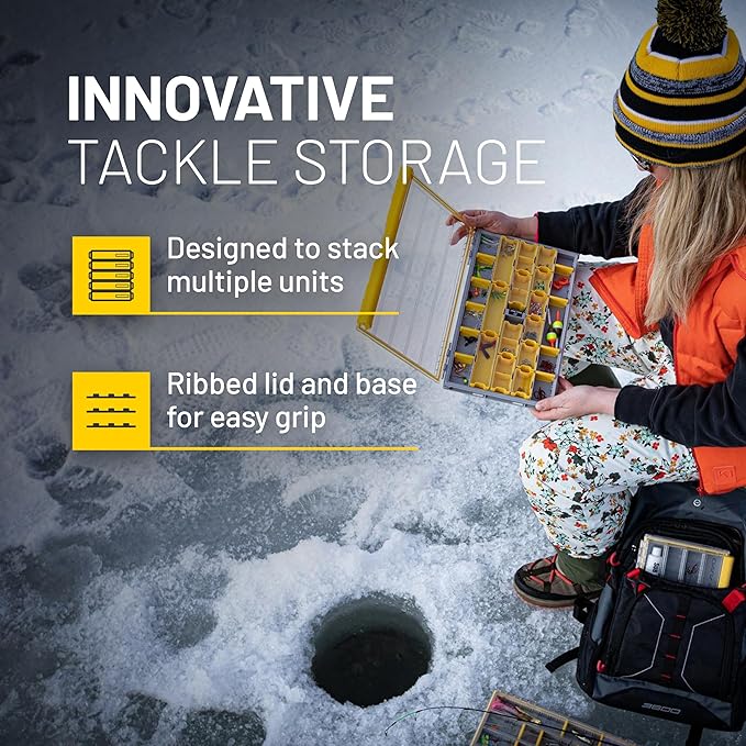 Plano EDGE Premium Terminal Tackle Utility Box, Clear and Yellow, Rust-Resistant Storage, Waterproof Tackle Tray Organizer for Weights, Hooks, and Baits