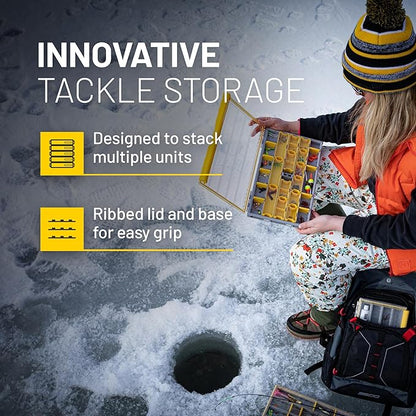 Plano EDGE Premium Terminal Tackle Utility Box, Clear and Yellow, Rust-Resistant Storage, Waterproof Tackle Tray Organizer for Weights, Hooks, and Baits