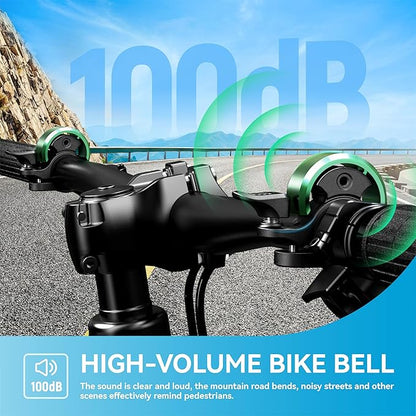Greallthy Bike Bell, Aluminum Alloy Bicycle Bell with Clear Loud Sound, Bike Bells for Adults and Kids, Sturdy and Compact Bell Fits 0.75-1in(19-25.4mm) Handlebar for Mountain, Road Bikes.