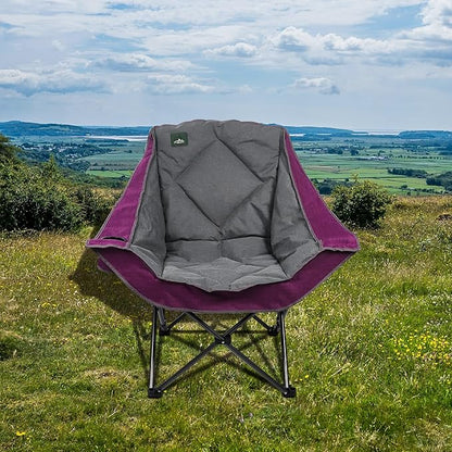Northroad Oversized Foldable Camping Chair, Outdoor Padded Lawn Chair w/Cup Holder,Carry Bag for Beach, Hiking, and Picnics,Heavy-Duty 300-lbs Capacity, Purple