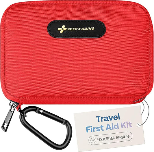 KeepGoing Travel First Aid Kit for Car, Home, Hiking, Camping and Outdoor Emergencies - First Aid Kit Travel Size TSA-Approved