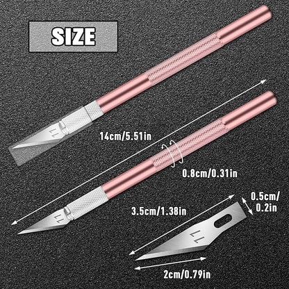 DIYSELF 2 Pack Exacto Knife for Crafts, Precision Knife Exacto Blades, Hobby Knife for Models, Craft Knife for Scrapbooking, Carving Knife for Stencil, Art, 20 Extra Blades (Pink)