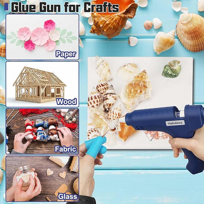 Hot Glue Gun with Preheating, 20 Glue Sticks, Full Size for DIY Crafts & Home Repairs (40W Blue)