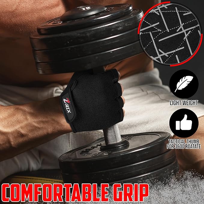 ZRIX Well Vented Weight Lifting Gym Workout Gloves with Wrist Wrap Support for Men & Women & Adult, Full Palm Protection, Training, Fitness, Hanging, Pull ups, Cycling & Hand Grip Gloves