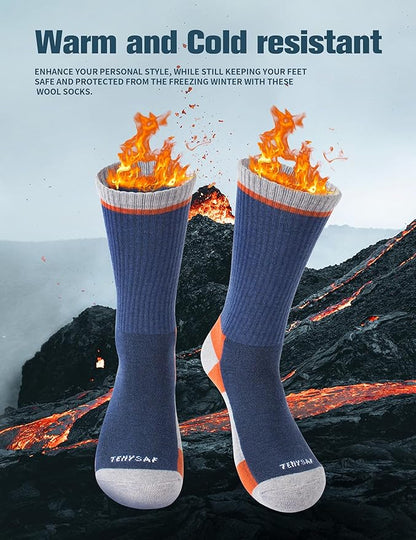 Wool Hiking Socks for Men - Women Lightweight Crew Merino Wool Socks with Cushion for Camping Hunting Work,4 pack