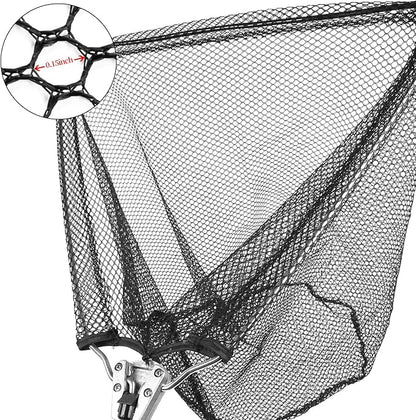 Fishing Net with Long Robust Telescopic Handle for Freshwater and Saltwater,Extend to 50.8 Inch,Foldable Nylon Mesh Landing Net