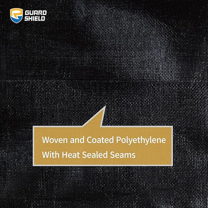 GUARD SHIELD Extreme Heavy Duty Black Poly Tarp 10x10 Feet Cover Waterproof Tarps 20mil Thick UV and Tear Resistant Tarpaulin