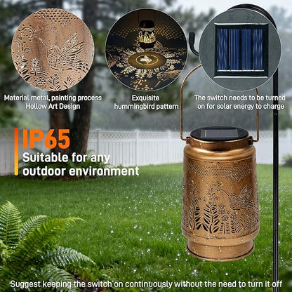Hummingbird Solar Lantern - Hummingbird Solar Lights for Outside, Patio, Backyard, and Porch - Waterproof Hanging Lantern for Outside - Perfect Gifts for Women