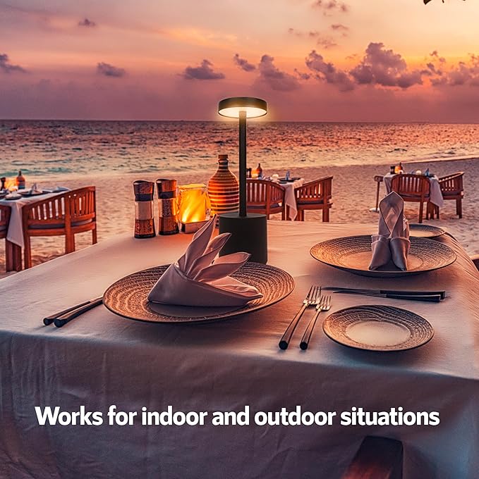 10 Pack - Black Rechargeable Cordless Table Lamps, Portable LED Desk Lamps, Dimming 5000mAh Rechargeable Battery Powered LED Lighting for Restaurant,Bar, Bedroom, Outdoor, Party