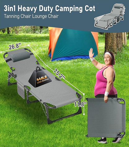 ABORON Folding Camping Cot for Adults, Double Layer 1200D, 500lb Capacity, Heavy Duty Guest Cot with Mat & Carrying Bag for Indoor & Outdoor Use