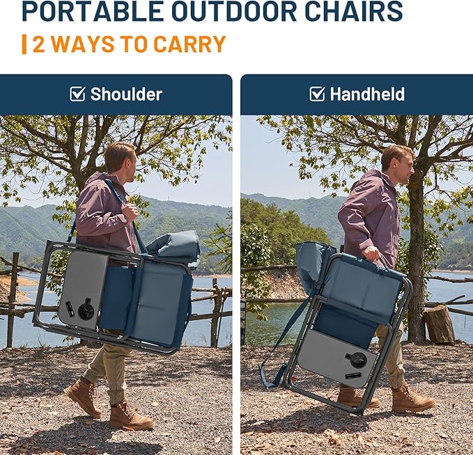 Timber Ridge XXL Director’s Chair – Heavy Duty Folding Chair with Side Table, 500 lb Capacity, Extra Wide Padded Seat for Camping, Sports, Beach, Patio, and Outdoor Use, Blue