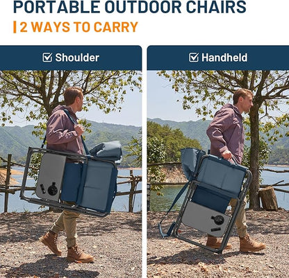 TIMBER RIDGE XXL Director’s Chair – Heavy Duty Folding Chair with Side Table, 500 lb Capacity, Extra Wide Padded Seat for Camping, Sports, Beach, Patio, and Outdoor Use, Blue-2 Pack