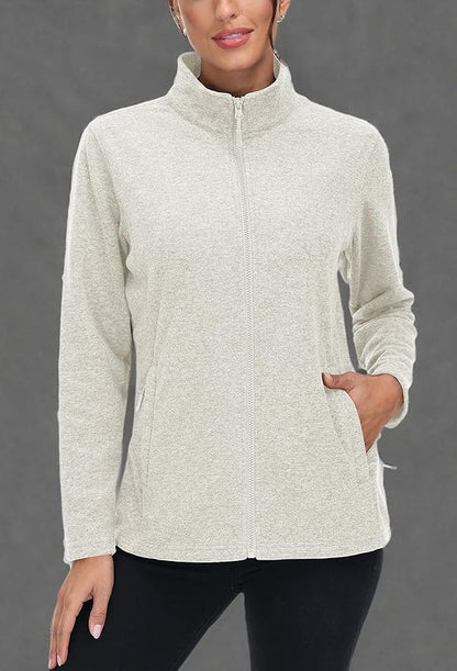 MAGCOMSEN Fleece Jacket Women Zip UP Lightweight Soft Polar Warm Winter Jackets for Women with Pockets Outdoor Hiking