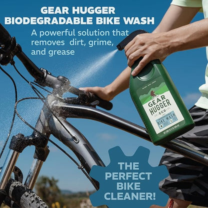 Gear Hugger Bike Wash Spray (32 oz, Pack of 1) – Eco-Friendly Cleaner Spray, Wash Soap with Natural Saponins & Eucalyptus – Safe for All Bikes, Anti Corrosion Spray