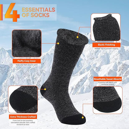 Sunew Warm Thermal Socks 4 Pack, Mens Womens Winter Heated Outdoor Skiing Thermal Socks