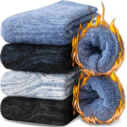 EBMORE Merino Wool Thermal Warm Socks Thick Winter Hiking Cozy Crew Comfy Cushioning Socks 4 Pairs for Women Men