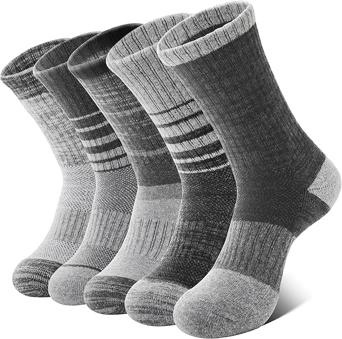 Anlisim Merino Wool Hiking Socks for Women Thermal Winter Warm Boot Work Cushion Socks 5 Pairs