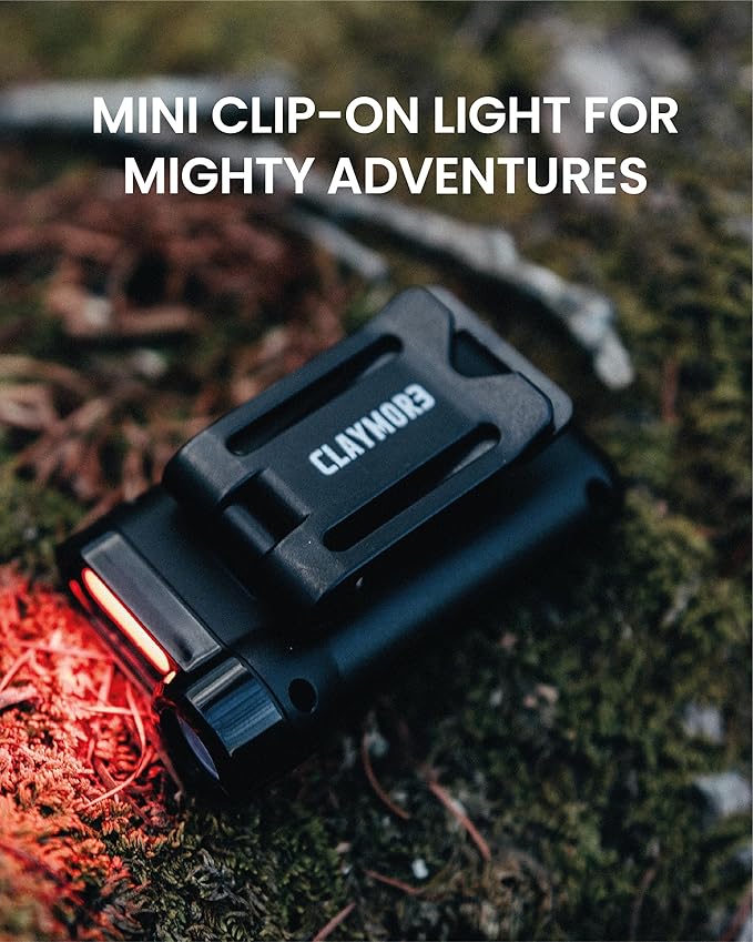 Claymore Capon 65A+ Black Ultra-Light Clip-On Cap Light – USB-C Rechargeable 230LM LED Compact Headlamp | 3 Modes IP54 Water-Resistant Up to 19 Hrs Runtime for Camping, Running, Outdoor