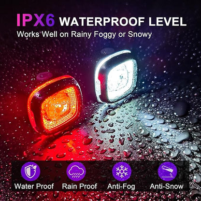 Bicycle Front and Rear Lights,Bike Light, Type-C Rechargeable, Flashing Light，Suitable for Night Riding, Cycling，Bike Headlight &Taillight for Men Women Girls Kids Road Mountain