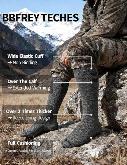 Alpaca Wool Boot Socks for Men Women, Over-The-Calf, Thick Thermal Socks for Winter Hiking, Hunting, Moisture Wicking