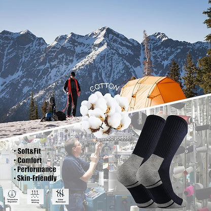 Ortis Men's Cotton Cushion Crew Socks Moisture Wicking Breathable Thick Warm Thermal for Athletic Heavy Duty Work Boot