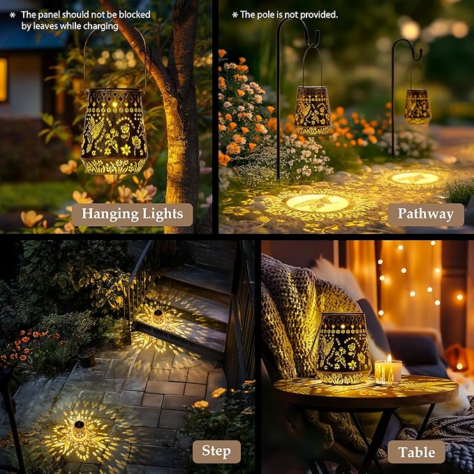 Solar Lanterns Outdoor Decor Waterproof,Hummingbird Hanging Gifts for Women, Mom, Solar Garden Lights Metal Fall Decoration for Outside,Yard, Patio,Garden,Porch,Pool