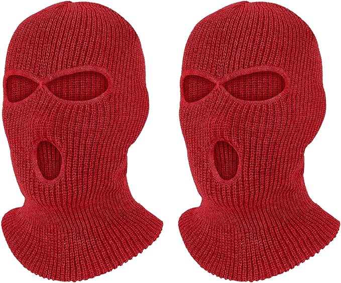 Pukavt 2 Pack 3 Hole Winter Knitted Mask, Full Face Cover Ski Mask Warm Balaclava for Skiing, Motorcycle, Snowboard