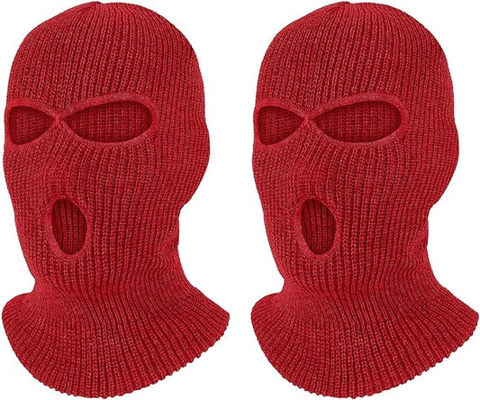 Pukavt 2 Pack 3 Hole Winter Knitted Mask, Full Face Cover Ski Mask Warm Balaclava for Skiing, Motorcycle, Snowboard