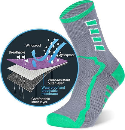 RANDY SUN Waterproof Socks, Unisex Hiking Wading Trail Running Kayaking Crew Socks