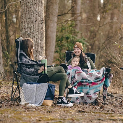 SUNNYFEEL Oversized Folding Camping Chair 500 LBS Heavy Duty Lawn Chairs with Blue Portable Folding with Armrest, Cup Holder, Pocket ＆Bag for Outdoor Camping/Beach/Travel/Picnic/Fishing