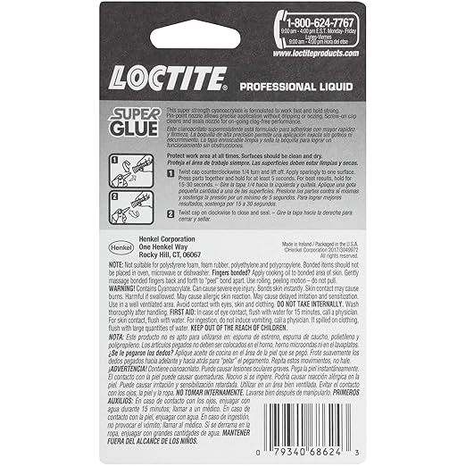 Loctite Super Glue Liquid Professional, Clear, 0.7 fl oz Bottle, 4 Pack - Superglue for Plastic, Wood, Metal, Crafts & Repair, Cyanoacrylate Adhesive Instant Glue, Quick Dry