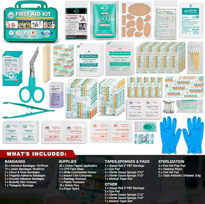 General Medi 150 Pieces Hardcase First Aid Kit - First Aid Box Contains Premium Medical Supplies for Travel, Home, Office, Vehicle, Camping, Workplace & Outdoor