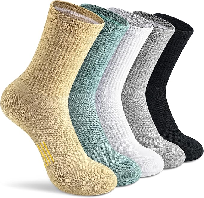Gonii Women Athletic Crew Socks 5-6 Pairs - Comfort & Cushioned for Running, Hiking, Sports Arch Compression Socks