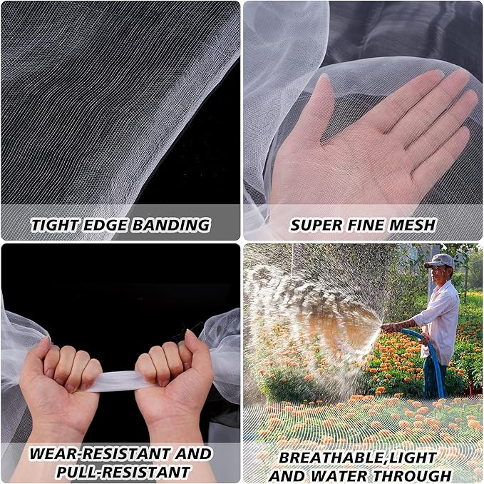 Garden Netting,8x33Ft Mosquito Insect Birds Animals Barrier Protection Net Ultra Fine Garden Mesh Netting Plant Covers for Vegetable Plants Fruits Flowers Trees Greenhouse Row Cover