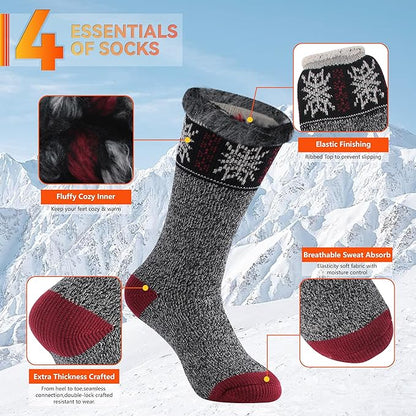 Sunew Warm Thermal Socks 4 Pack, Mens Womens Winter Heated Outdoor Skiing Thermal Socks