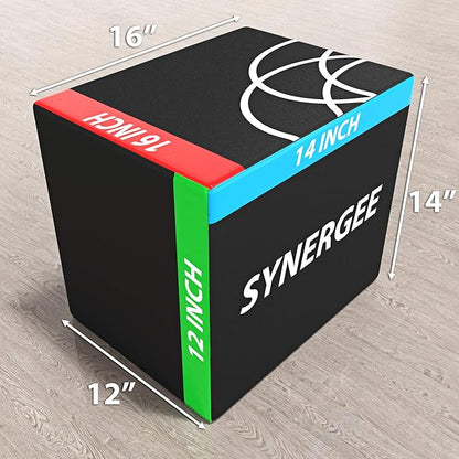 Synergee 3 in 1 Soft Plyometric Jump Box for Jump Training and Conditioning. Ouch Proof Plyo Box All in One Jump Trainer. Size - 16/14/12