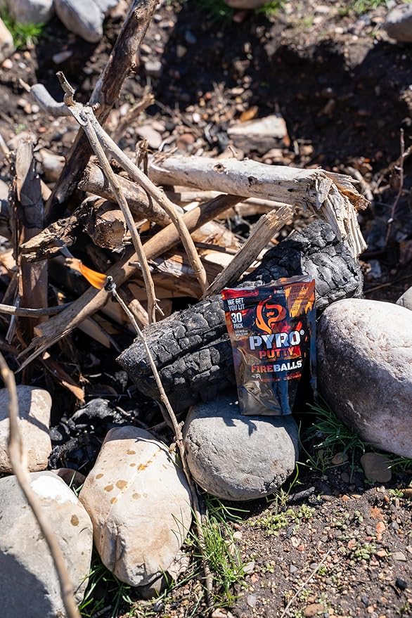 Pyro Putty Fire Balls: Fire Plugs Fire Starter with 7 Minute Burn Time, Waterproof, Weatherproof Emergency Kit Survival Gear Essential - 30 Pack