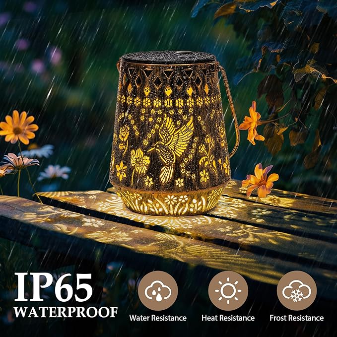 Solar Lanterns Outdoor Decor Waterproof,Hummingbird Hanging Gifts for Women, Mom, Solar Garden Lights Metal Fall Decoration for Outside,Yard, Patio,Garden,Porch,Pool