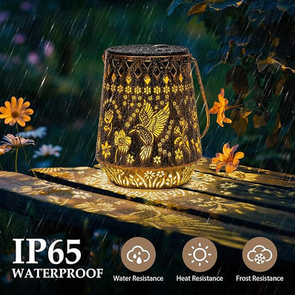 Solar Lanterns Outdoor Decor Waterproof,Hummingbird Hanging Gifts for Women, Mom, Solar Garden Lights Metal Fall Decoration for Outside,Yard, Patio,Garden,Porch,Pool