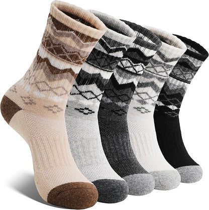 EBMORE Womens Merino Wool Hiking Socks Thermal Warm Winter Crew Cushion Work Boot Outdoor Socks 5 Pairs