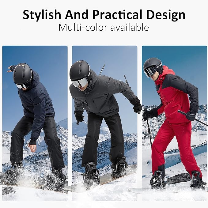 FREE SOLDIER Men's Waterproof Ski Jacket Fleece Lined Warm Winter Snow Coat with Hood Fully Taped Seams