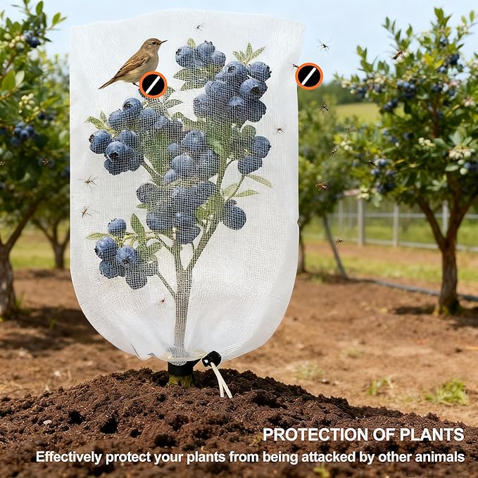 Garden Mesh Netting with Drawstring & Zipper,2PACK Pest Barrier Insect Netting Plant Mesh Cover for Vegetable Flowers Fruits Plants (2.3FTx 3.3FT+3.3FT x 4.9FT)