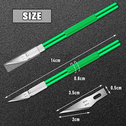 DIYSELF 2 Pack Exacto Knife Set, Precision Knife for Paper, Carving Blades for Crafts, Craft Knife for Wallpaper, Art Knives, Hobby Knife with 20 High Carbon Steel Exacto Knife Blade #11(Green)