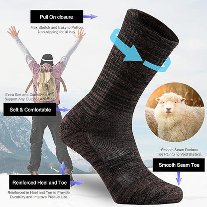 Ortis Men's Merino Wool Cushion Crew Socks with Moisture Wicking Control Light Weight Breathable for Outdoor Hiking Cycling