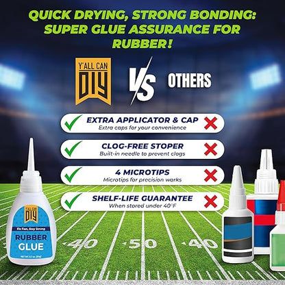 Y'allCanDiy Super Glue for Rubber - Cyanoacrylate Based Adhesive for RC Tires, Seals, Gaskets, Soles, Hose, Mat & Neoprene, Automotive Parts Repair. Waterproof, Heavy Duty CA Glue