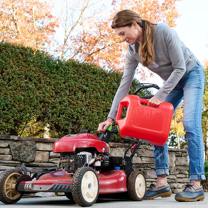 Scepter FSCG552 Fuel Container with Spill Proof SmartControl Spout with Bonus Spout Extender, Rear Handle Red Gas Can, 5 Gallon (Pack of 4)